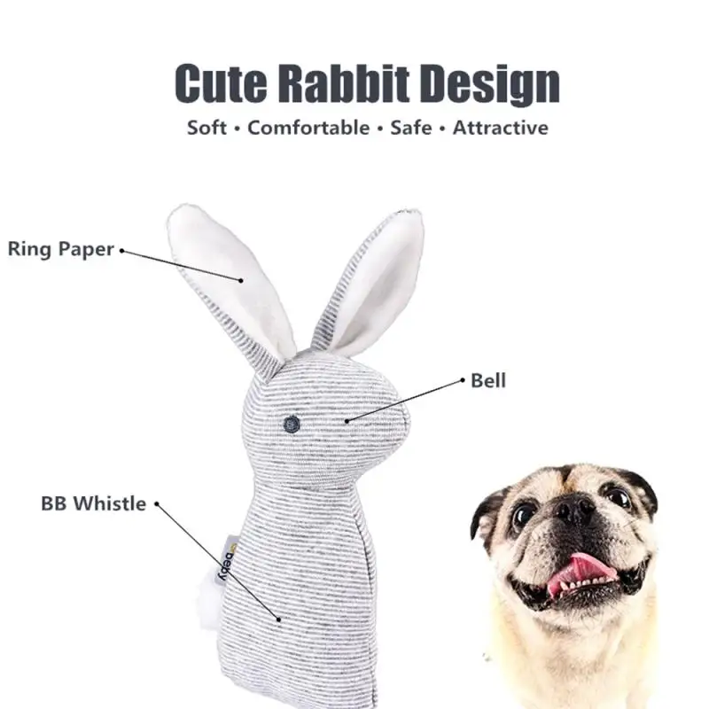 

Pet Puppy Dog Chew Squeak Toys Squeaky Plush Sound Rabbit Interative Toy Dog Molar Bite Resistant Cleaning Teeth Cat Toy