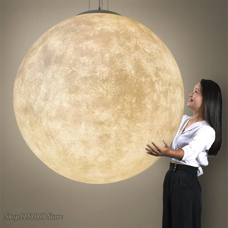 

Подвесная лампа в скандинавском стиле с лунным шаром, креативные полимерные светильники для спальни, гостиной, столовой, подвесные светильники, осветительные приборы