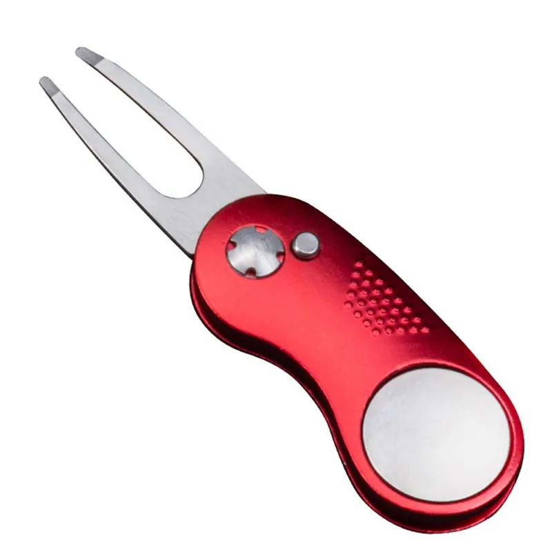 

..Golf Divot Repair Switchblade Tool Aluminum Handle Stainless Steel Spring Golf Greens Fork Repair Tool Golf Grass Repair Tools
