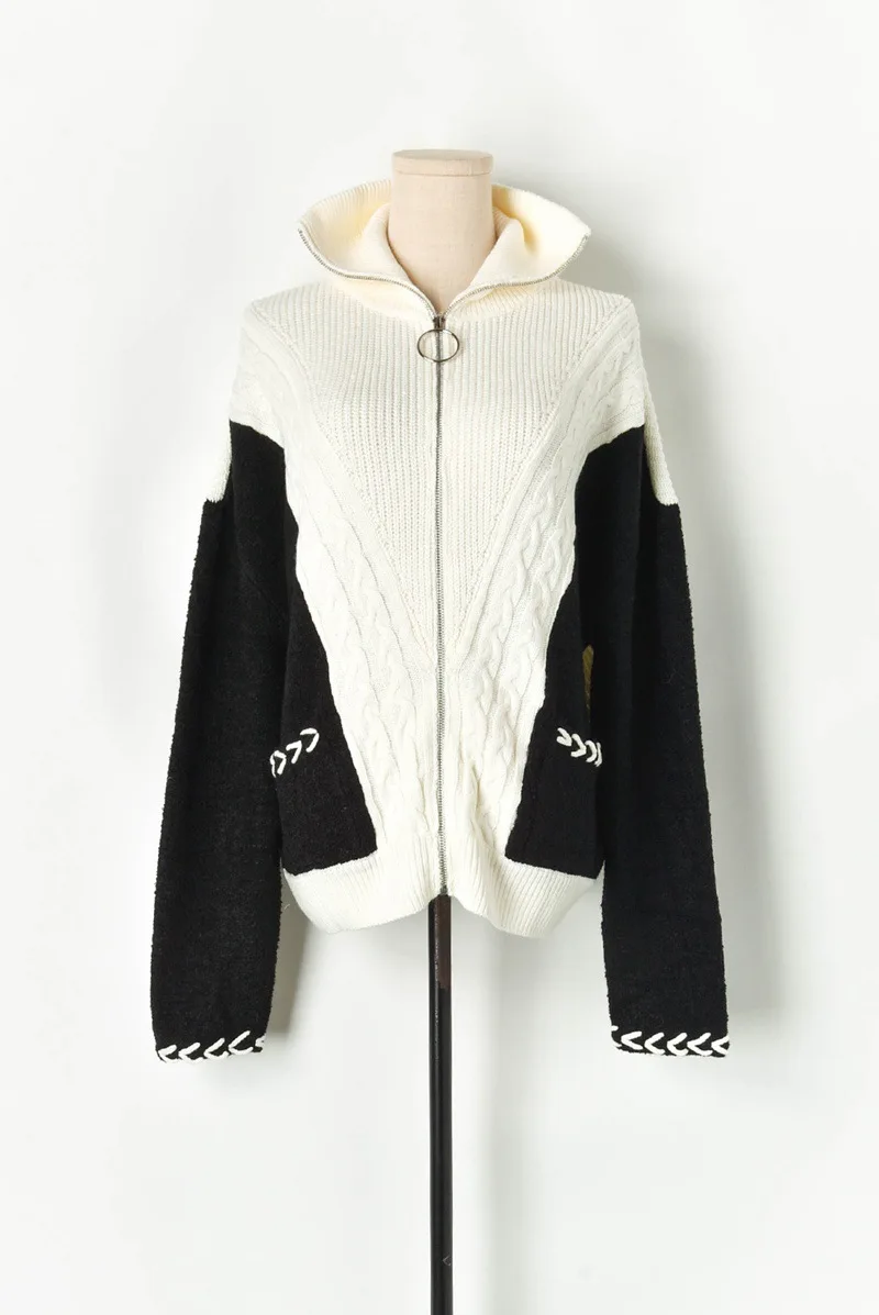 Женский подиумный кардиган толстый теплый свитер на осень 2019 куртка молнии с