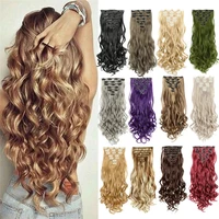 16 clips in hair extensions women natural wave hair extensions 7 pcsset 60 colors 22 inch synthetic hair piece