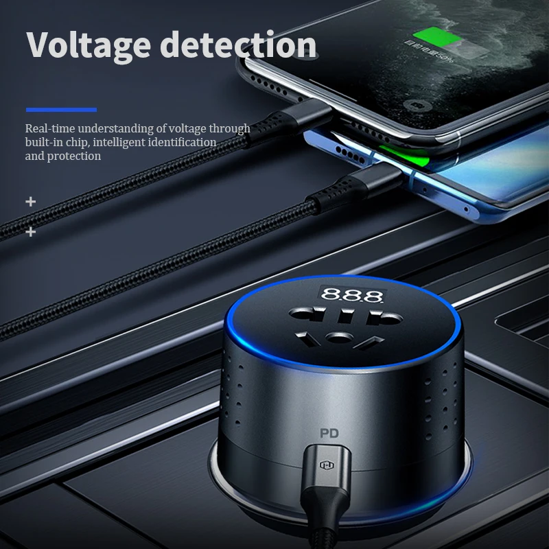 12V постоянного тока до 220V пробки прикуривателя Мощность адаптер с двумя портами