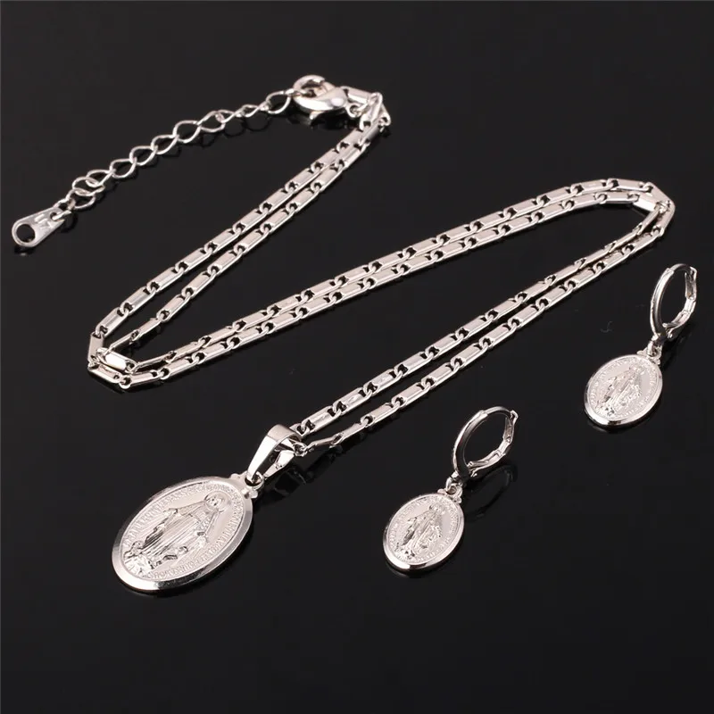 Collare Virgin Mary Jewelry Sets For Women Gold/Silver Color Mother Religious Christian Earrings Necklace S204 | Украшения и