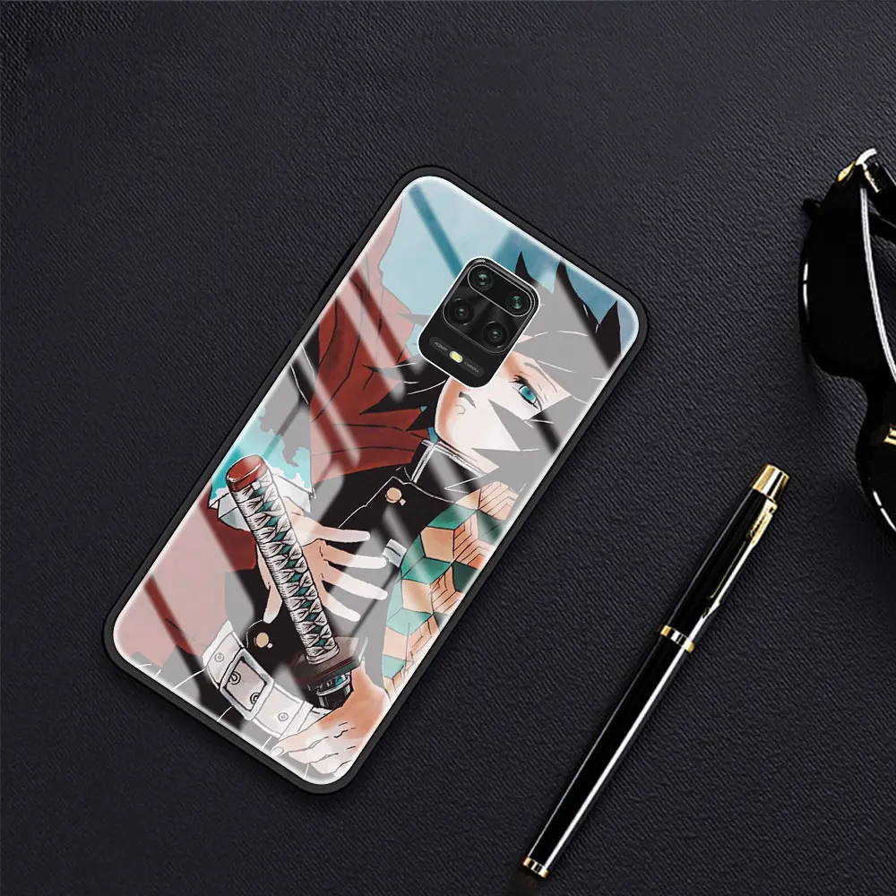 

Phone Case For Xiaomi Redmi Note 9S 8 9 8T 7 9C Mi 10T Pro 9T Poco X3 NFC Tempered Glass Cover Cases Anime Kimetsu No Yaiba