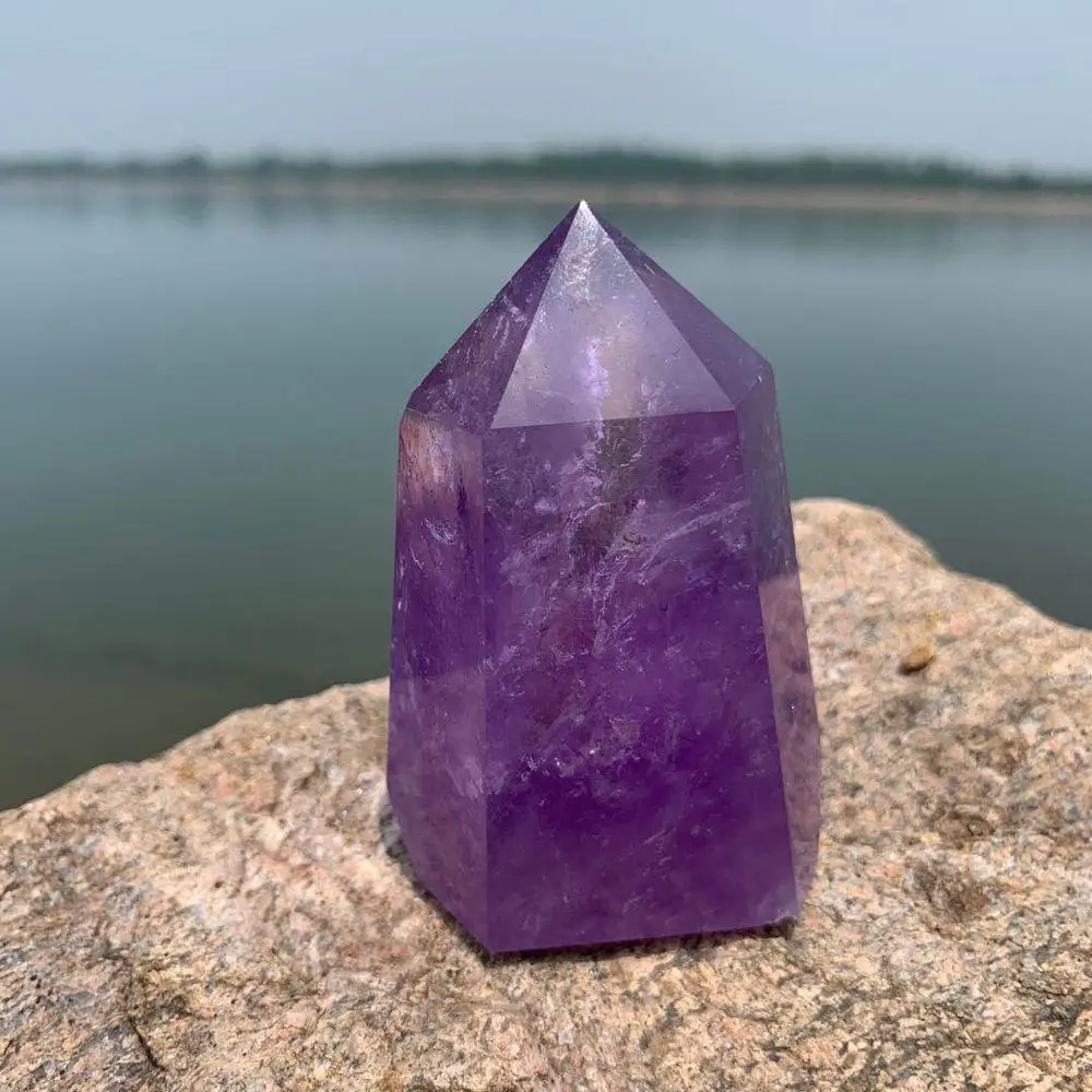 Высококачественный 100% натуральный аметист кварц хрусталь палочка медитация