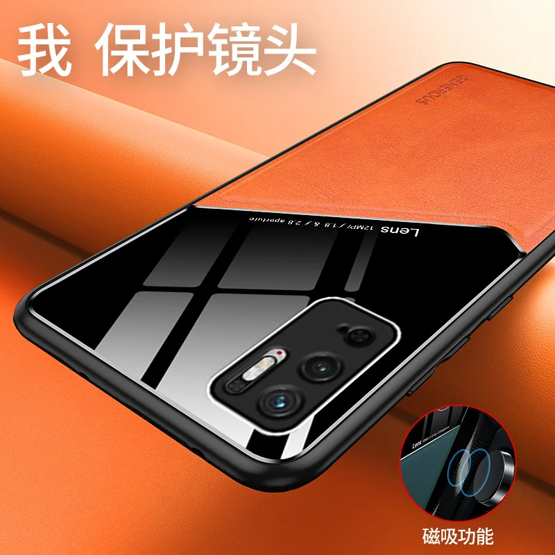 

For Xiaomi POCO M3 Pro Magnetic Car Phone Case Camera Protection Fashion Luxury PU Leather+TPU Back Cover POCO M3Pro