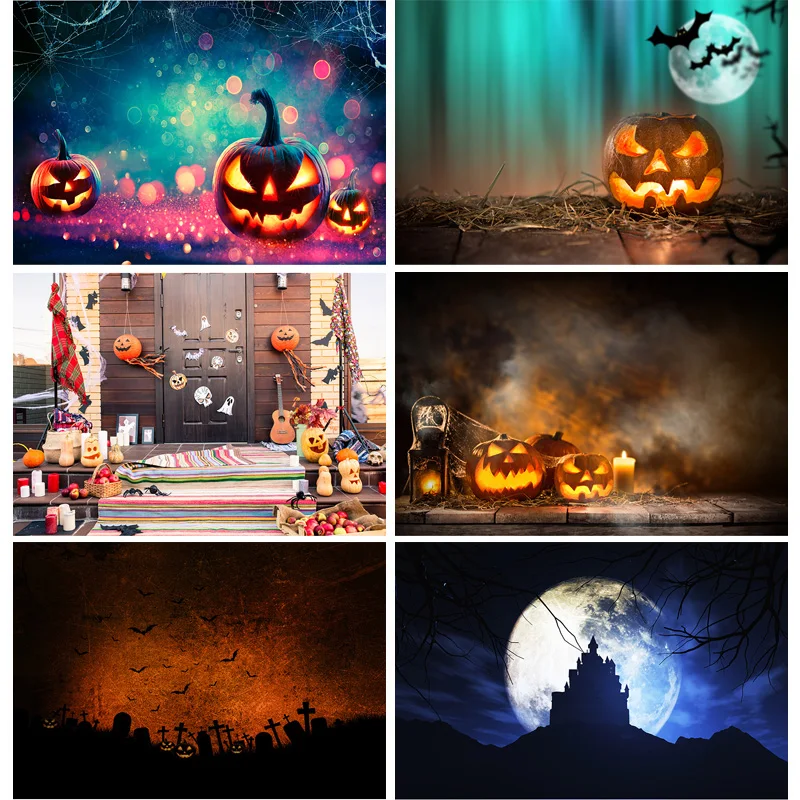 

SHUOZHIKE Art Fabric Photography Backdrops Props Pumpkin Halloween Baby Portrait Photo Studio Background 21611GOP-01