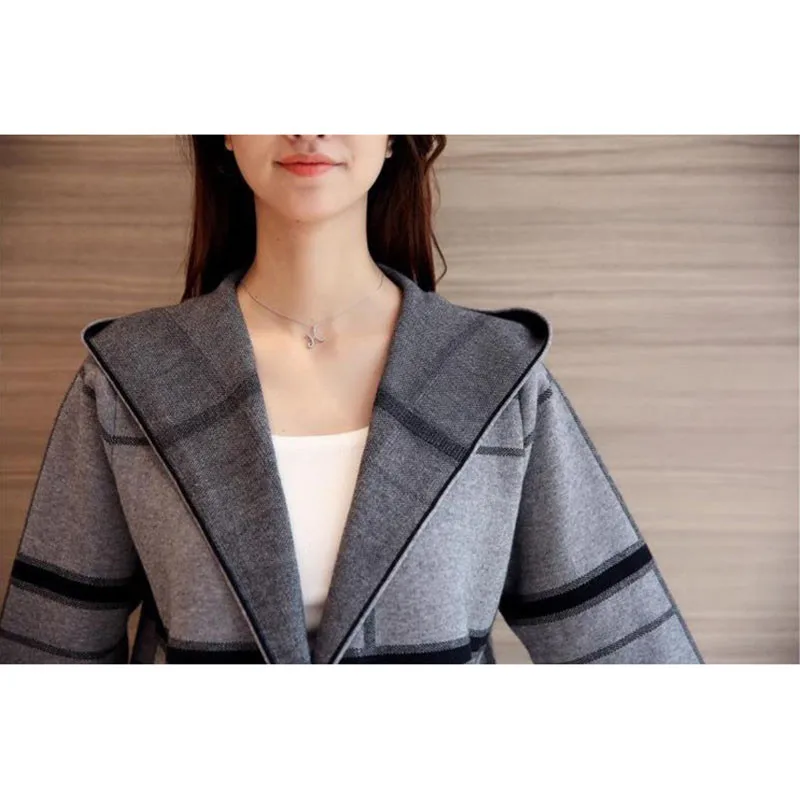 

Women's Sweater 2020 Spring New Fashion Knit Cardigan Sweater Long Hooded Women's Autumn Casual Sweater Coat Women's Jacket A189