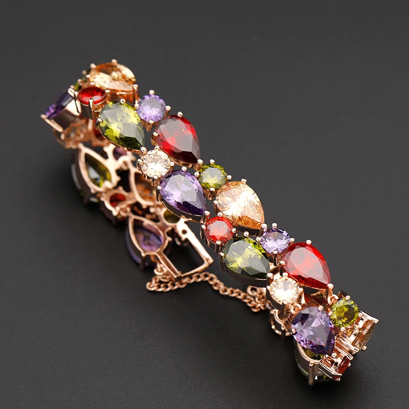

Cubic Zircon Bracelets For Women Rose Gold /Silver high quality colorful crystal rhinestone bangles bracelets creative fashion