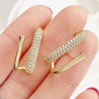 new trendy 14k real gold plated geometric simplicity earrings for women jewelry aaa zirconia s925 silver needle stud party gift