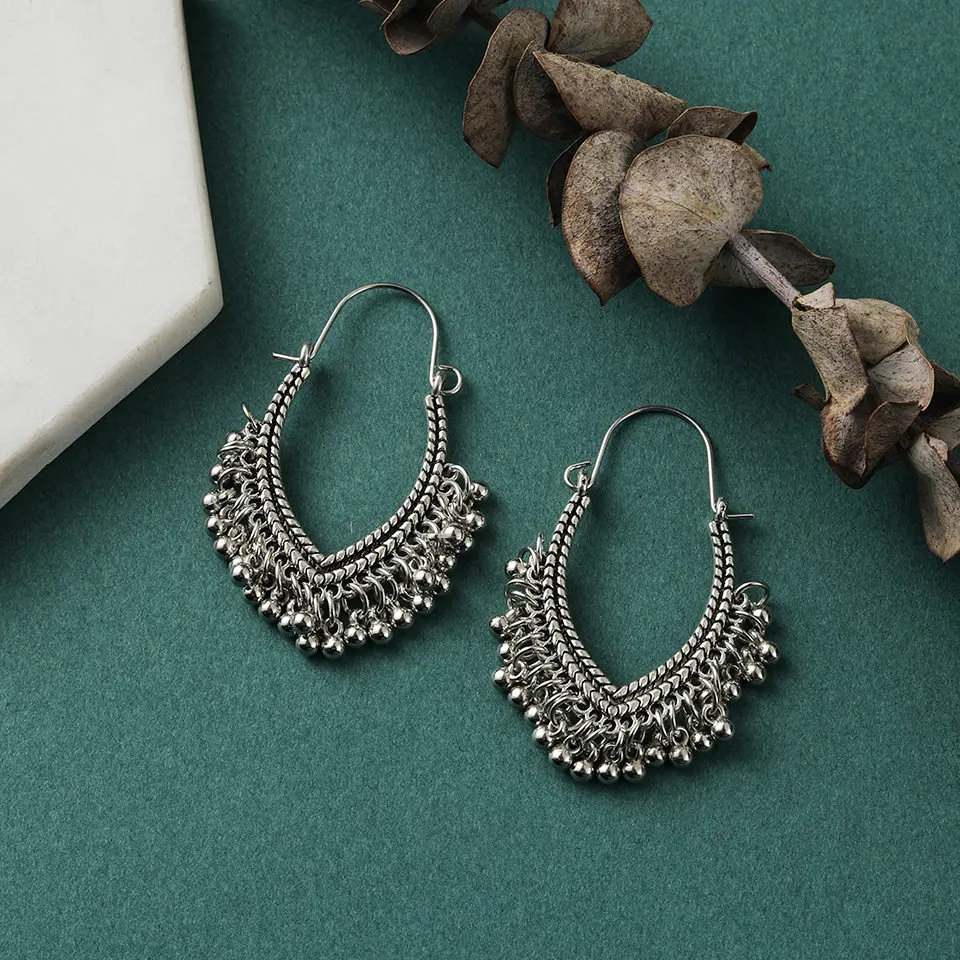 Большие серьги в античном этническом стиле серебряного цвета для женщин модные