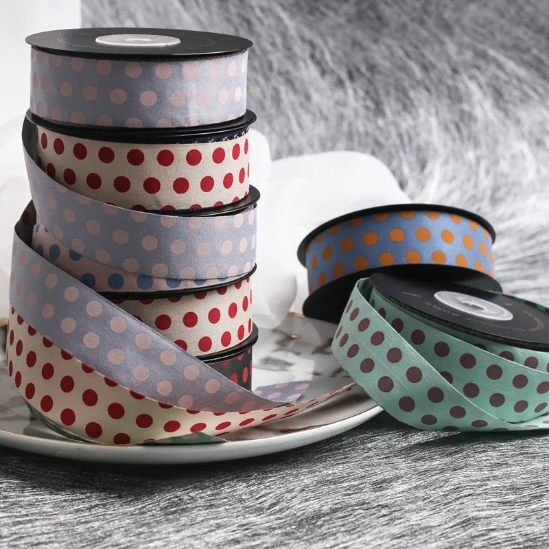 Лента в горошек 100 ярдов/партия разноцветная двухсторонняя ширина хлопковая