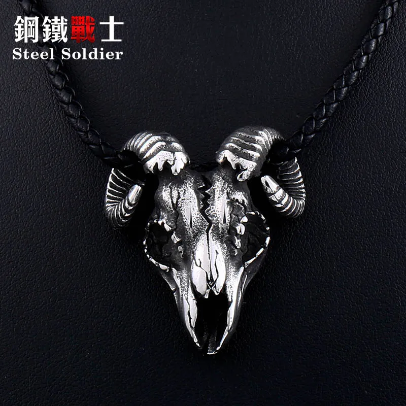 Сталь солдат Коза Скелет Кулон животное кости ожерелье из нержавеющей стали