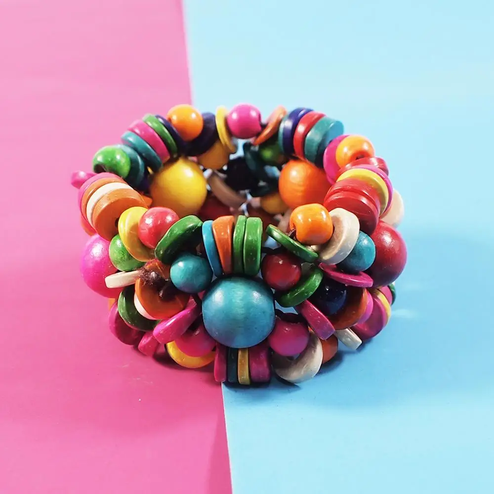 MANILAI Handmade Multicolor Wood Beaded Bracelets For Women Bohemia Statement Big Bracelet Ethnic Jewelry Wholesale | Украшения и