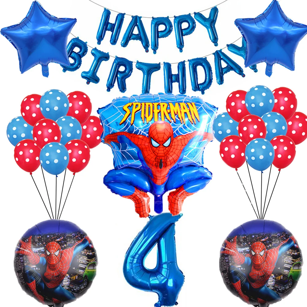 

39pcs Spiderman Foil Helium Balloons 32inch blue Number balloon hero Birthday Party Decoration Kids Toys Air Globos boy supplies