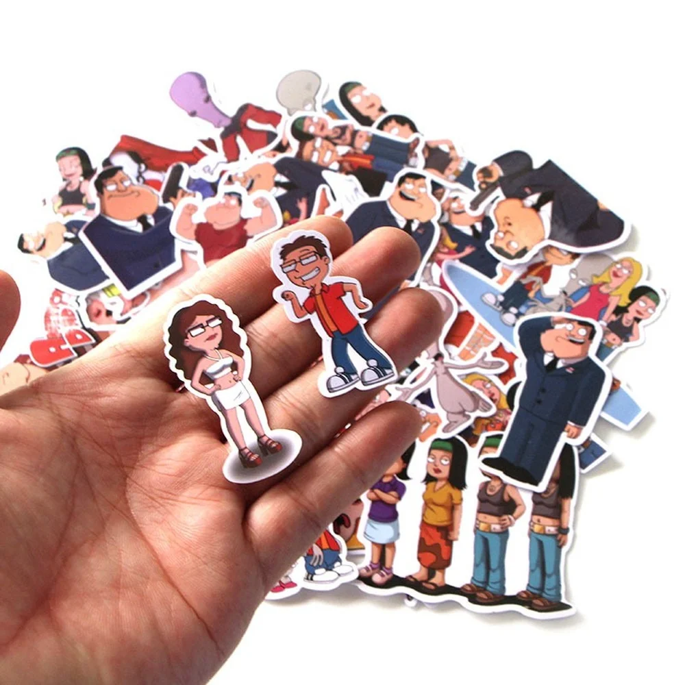55Pcs/Pack Cartoon American Dad! Graffiti Stickers for DIY Luggage Laptop Refrigerator Motorcycle Skateboard Pegatinas Kids Toy | Игрушки и