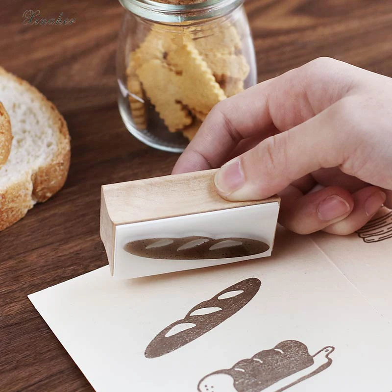 Винтажный штамп XINAHER для завтрака хлеба кофе DIY деревянные и резиновые штампы