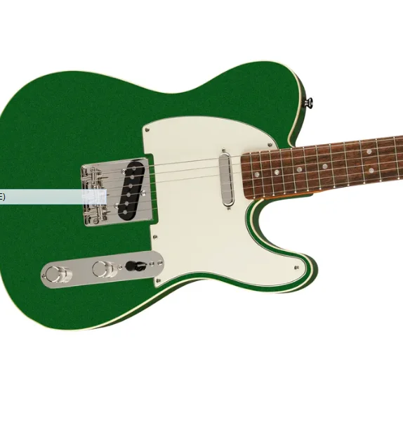 

Custom made 6 string electric guitar, metal green body, double cream binding, transparent yellow neck, rosewood fingerboard, bra
