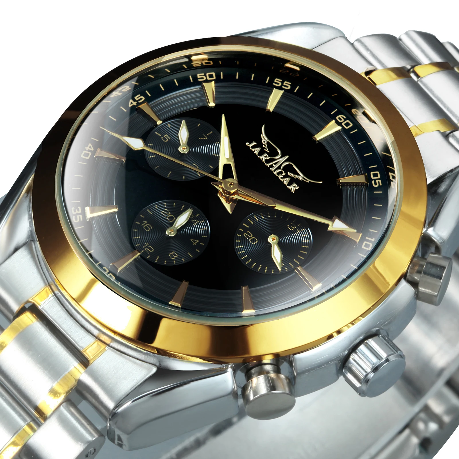 Мужские классические механические наручные часы JARAGAR ремешок из нержавеющей