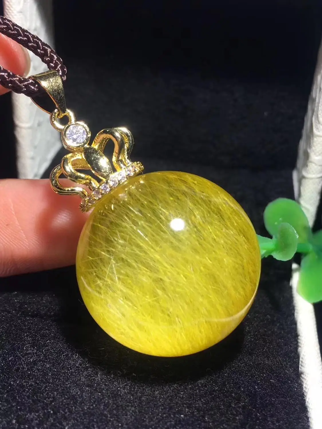 Натуральный Золотой рутилированный кварцевый кулон 24 мм в форме шарика для