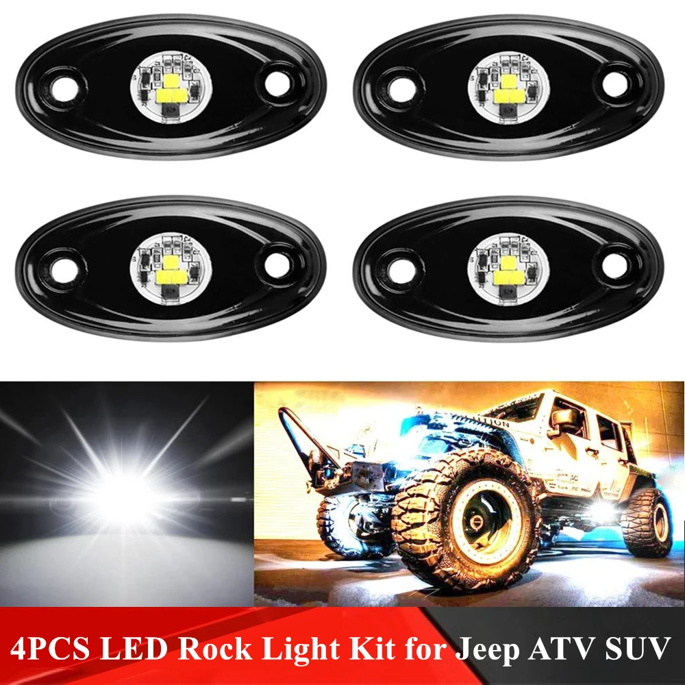 

BECAR Blue White Red Light IP68 Waterproof LED Rock Light Kit for Jeep ATV SUV Offroad Car Truck Boat Underbody Glow Trail Lamp