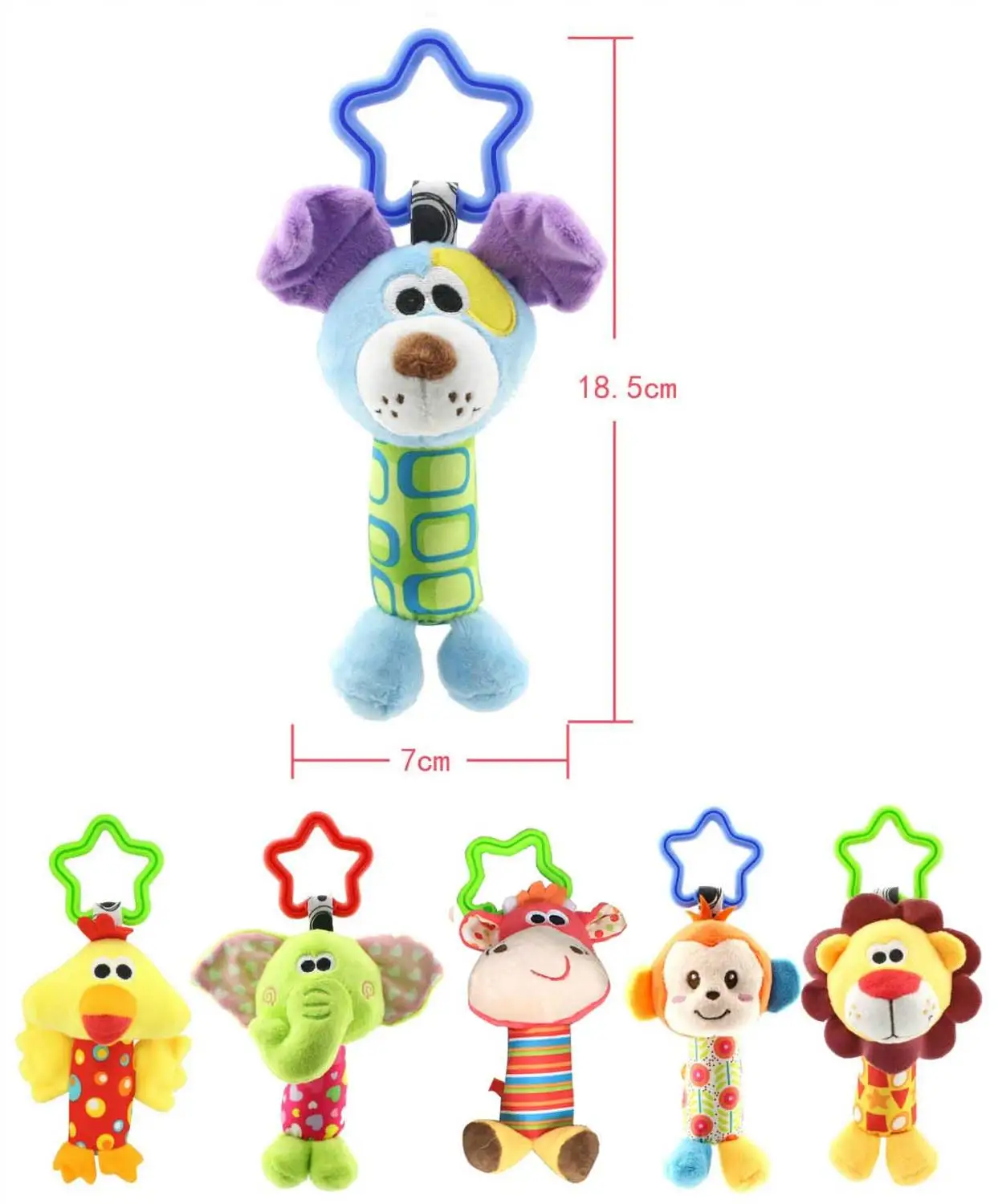 

2019 Hanging Plush Baby Toy Rattle Lovely Cartoon Animal Bell Newborn Stroller Accessories Baby Toys 6 Style Lion Deer Elephant