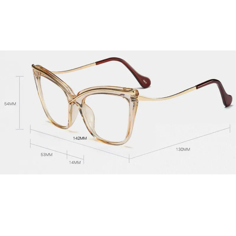 Большие прозрачные очки кошачий глаз винтажные Ретро стиль оптические оправа