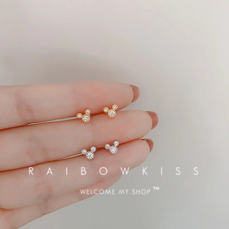

Anime Mouse Earrings Stud For Women Cute Luxury Simple Crystals Jewelry 2022 Fashion Korean Romantic Accessories Wholesale