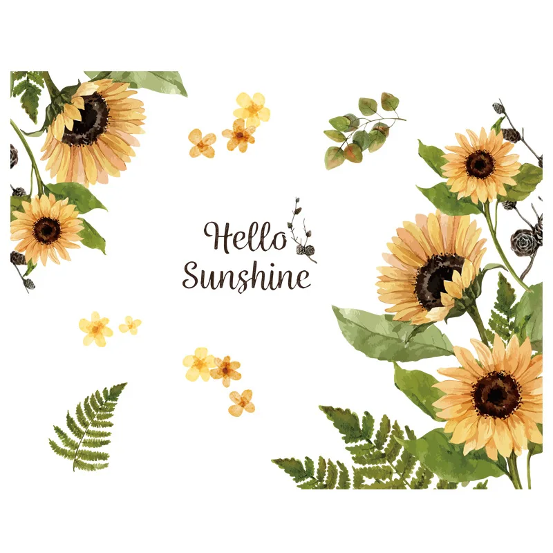 

Warm Wall Sticker Sunflower Small Fresh Home Decor Self-adhesive Stickers Living Room Background Wall Room Decoration