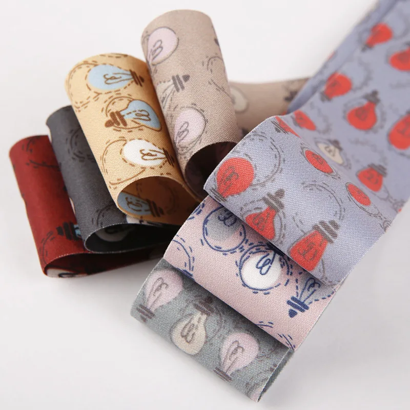 

10Yards 1.5'' 38MM Double Color Printing Little Bulb College Style Polyester Cotton Ribbon DIY Gift Packaging Handmade Materials
