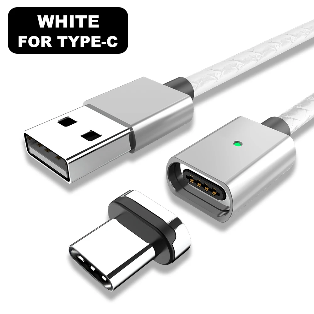 White For Type C Vanniso 1 м 2 м микро USB кабель Магнитный кабель для iphone 3A Быстрая зарядка usb type C мобильный телефон быстрое зарядное устройство магнитный кабель для передачи данных - Цвет: White For Type C