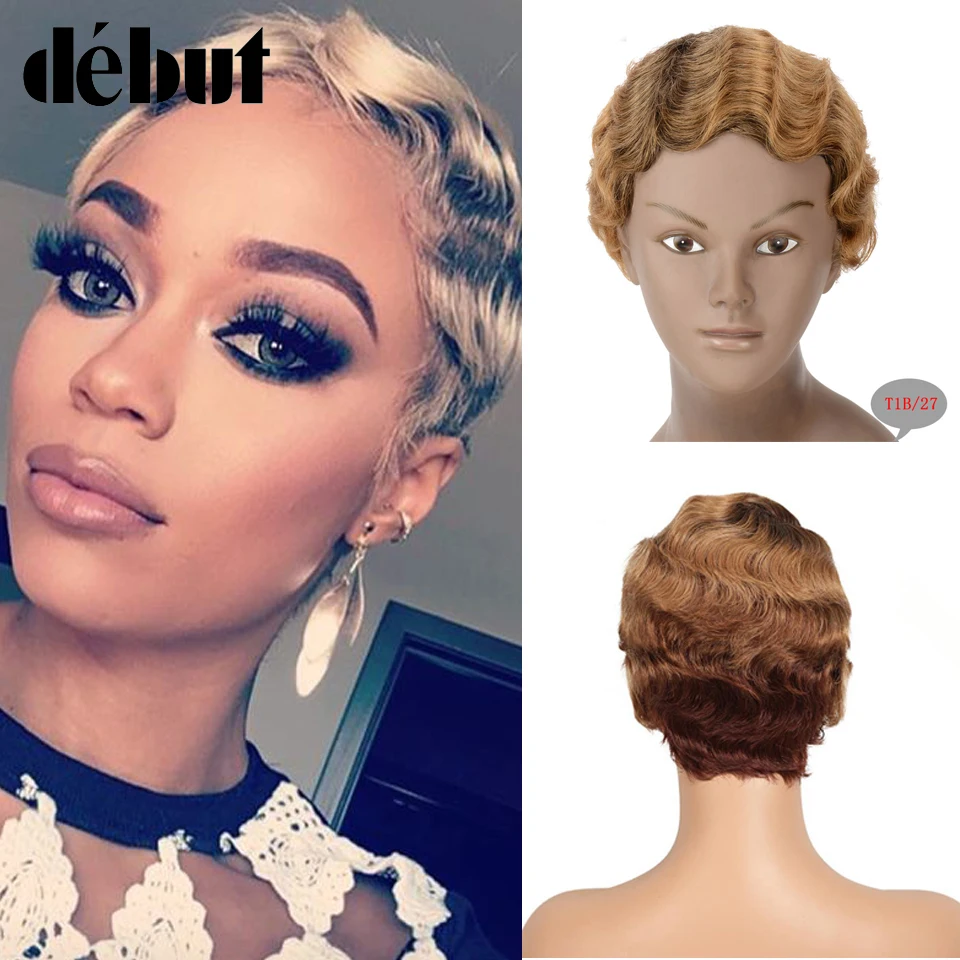 Дебютные красные парики из человеческих волос дешевые короткие черные без