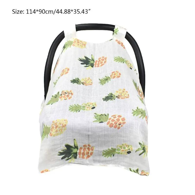 

Muslin Car Seat Cover Baby Carseat Cotton Gauze Canopy Lightweight Breathable Carrier Tent for Boys Girls Shower Gifts G2AE