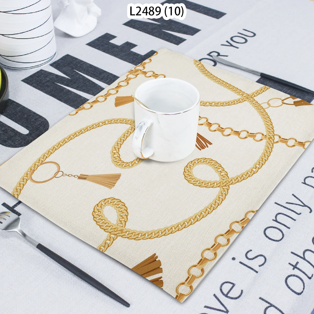 

1 Piece Of Chain Pattern Belt Printed Napkin Cloth Home Decoration Table Mat Cloth Tea Towel Coaster 42*32 Servilletas Tela