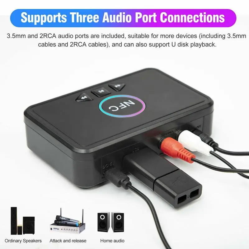 NFC 5 0 Bluetooth-совместимый ресивер A2DP AUX 3 мм RCA разъем USB умное воспроизведение стерео