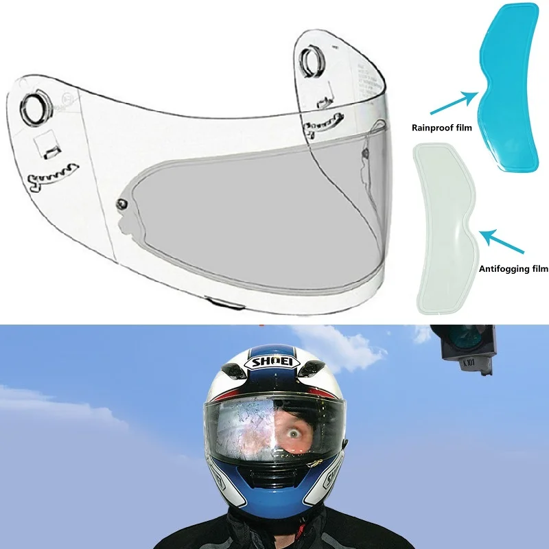 2PCS Motorcycle Helmet Film for K3 K4 AX8 HJC HD MT LS2 Helmets Film Motorcycle Anti-Fog+Rainproof Clear Patch Film Waterproof