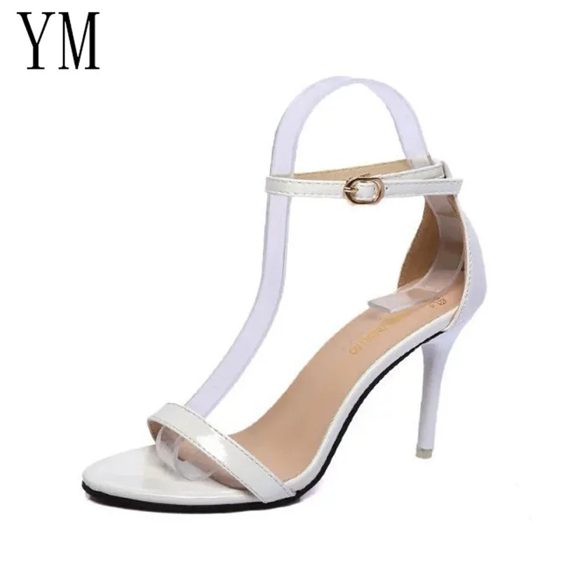 Женские туфли лодочки на тонком каблуке 9 см босоножки с ремешком щиколотке