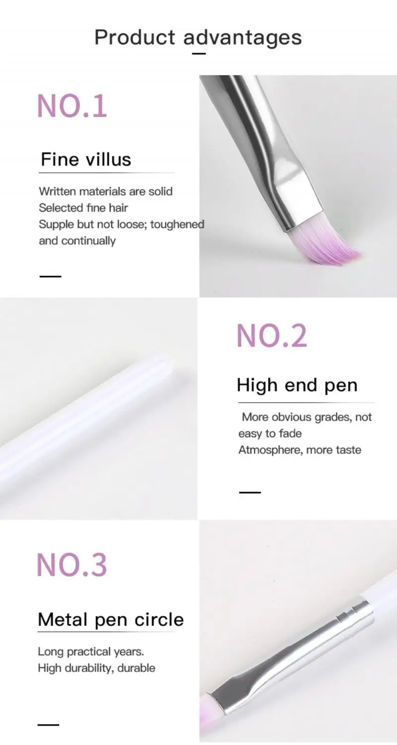 Кисть для ногтей розовая короткая ручка различные формы полумесяц лепестковая