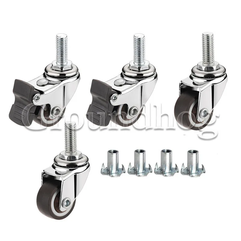 

4Pcs Swivel Stem Threaded Casters, 1 Inch TPE Mute Caster Wheel Replacement for Carts Trolley Baby Bed Furniture Cabinet Table