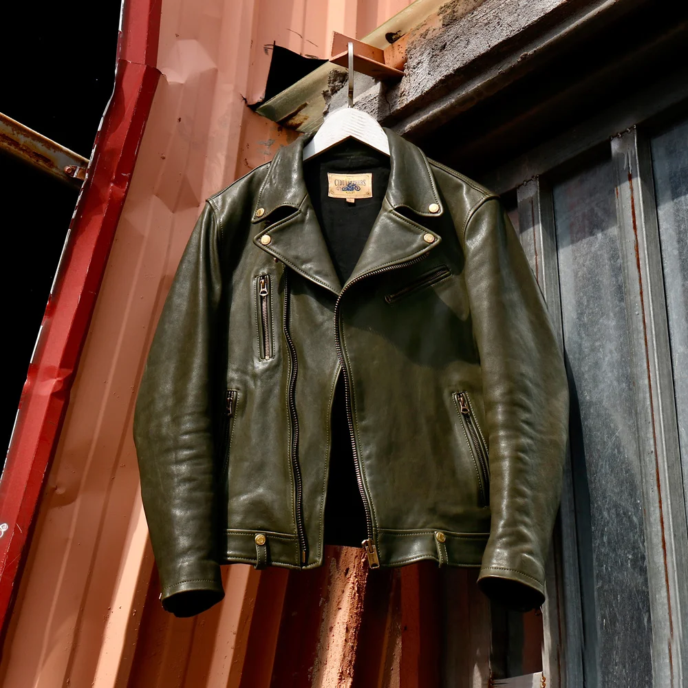 

Мужские кожаные куртки из редкого зеленого растительного дубленого овчины