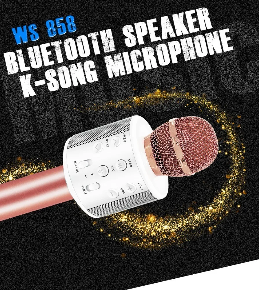 WS858 беспроводной караоке Bluetooth KTV HIFI динамик эхо-смеситель конденсаторный микрофон пение встречи микрофон динамик PK WS-858