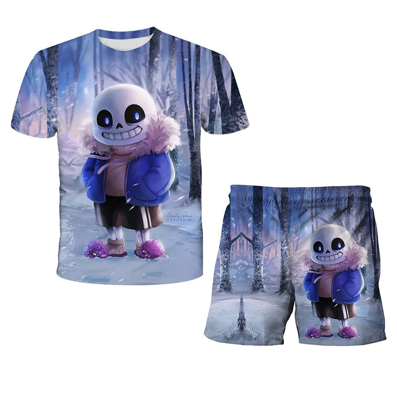 

Under the legend 3D Printed T-shirt Boy T-shirt Girl Clothes Baby Suit Funny cartoon Game Pattern Suit O-neck +Shorts Clothing