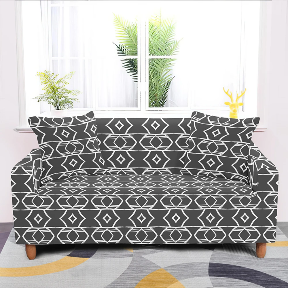 Геометрическая Упругий Диван Крышка для Гостиная современный вид в разрезе