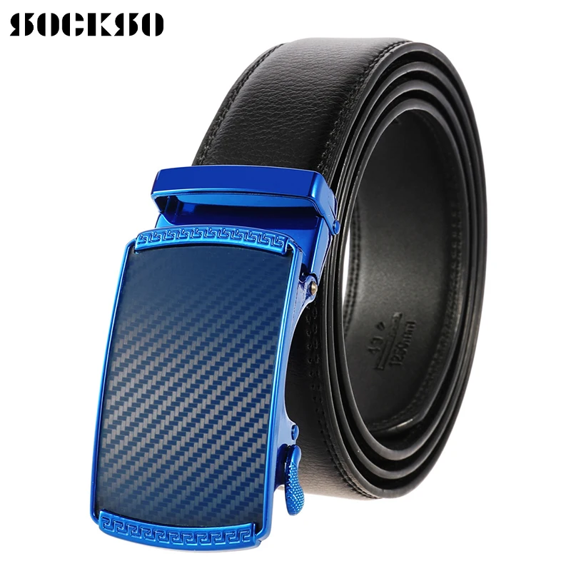 Мужской кожаный ремень с храповым механизмом пряжкой из коровьей кожи длина 110 140