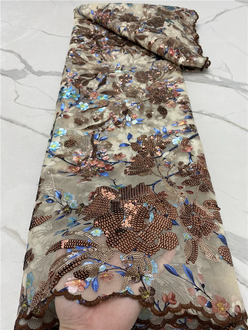 

PGC Nigerian Lace Fabrics 2021 High Quality Tulle African Laces Fabric Wedding French Tulle Lace Material For Sewing YA4673B-3