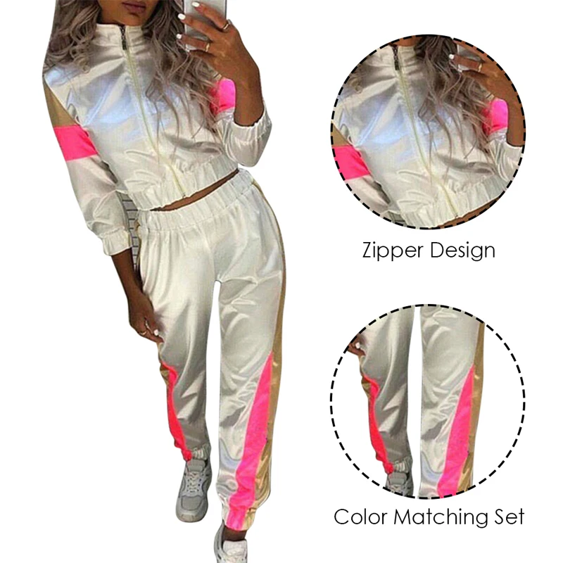 

Sportwear Women Two Piece Outfits Hooded Long Sleeve Jacket Top + Pants Streetwear Tracksuit Women Matching Sets