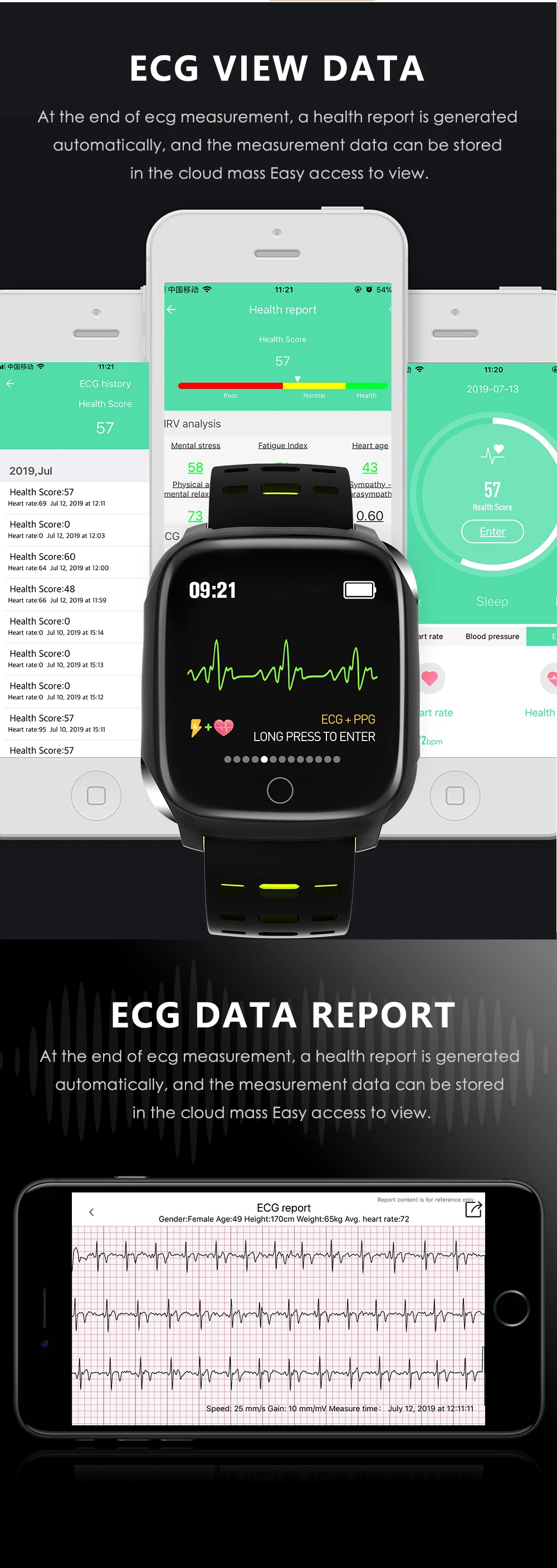 F16 смарт-браслет ECG+ PPG шагомер, погода, будильник, пульсометр, кровяное давление, водонепроницаемый смарт-браслет