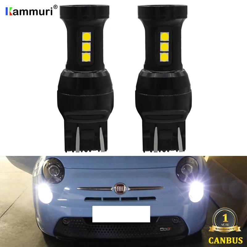 KAMMURI белый W21/5 Вт Светодиодный CANBUS без ошибок 7443 T20 W21 5 Вт Светодиодный фонарь для 2009- Fiat 500 Светодиодный дневной DRL дневные ходовые огни