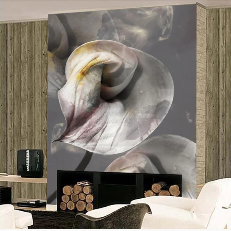 3D обои Milofi на заказ настенные современные абстрактные черно белые цветы лилии