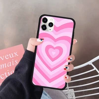 pink heart circle phone case for iphone 12 mini 7 11 pro xr xs max x 8 se 2021 6 plus fashion silicone hard cover fundas
